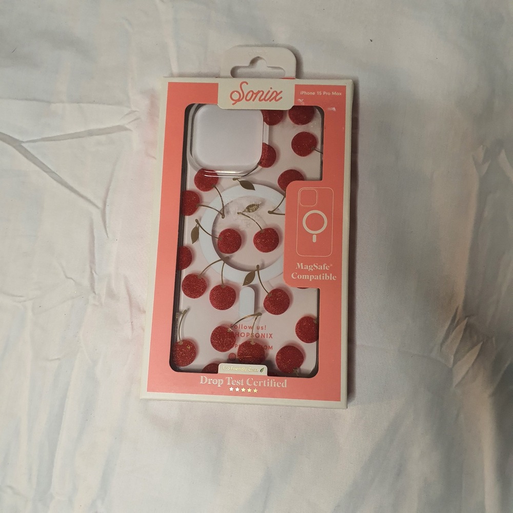 Sonix iPhone 15 Pro Max Case Cherry on Top MagSafe Clear Glitter Red